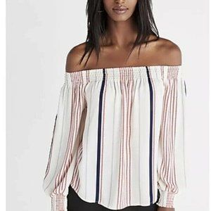 NWT Express Chiffon Blouse Orange Small Off the shoulder